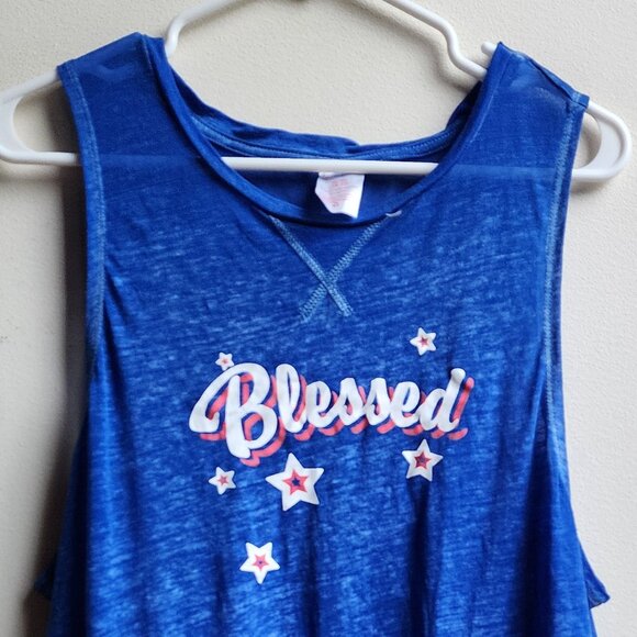 No Boundaries Blue Blessed Tank Top Size XL - Picture 5 of 14